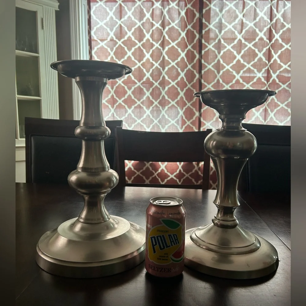 *Set of 2* LARGE 12” and 14” Restoration Hardware 20th century candle holders